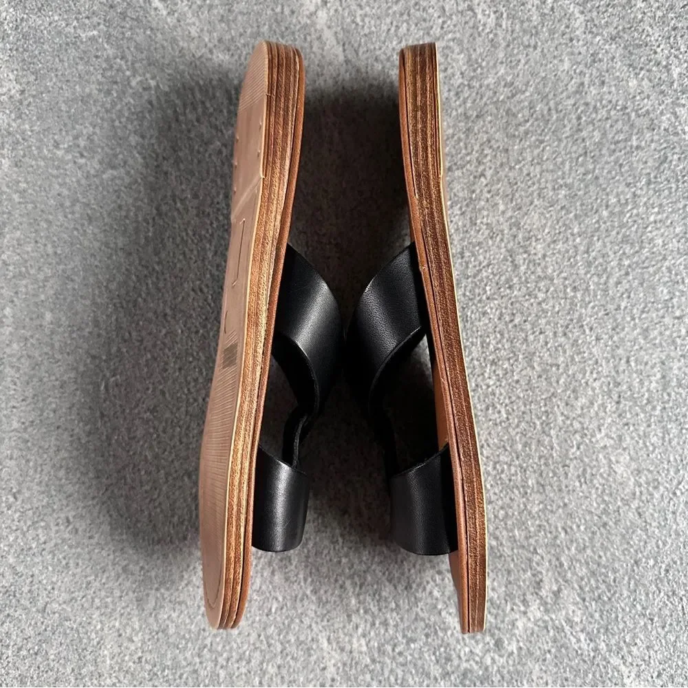 NWB Bella Vita Dov-Italy Black Leather Slide Sandals Women's Size 7 Open toe - Picture 7 of 13